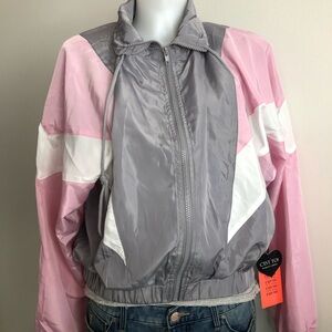 Cest Tom Women's Stylish Pink and Gray Bomber Jacket